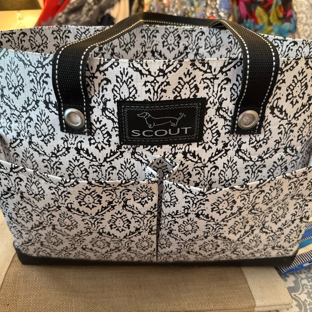 Scout Black and White Damask Tote
